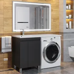 Тумба под стиральную машину напольная Uperwood Magenta  черная, с дверцами