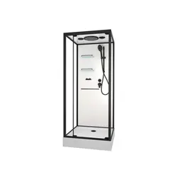 Душевая кабина пристенная Frank F401 Black  90х90х210 черный/прозрачное