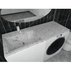 Раковина над стиральной машиной Uperwood Марсал 120х48,6х15 см, белый мрамор, левая, крыло справа