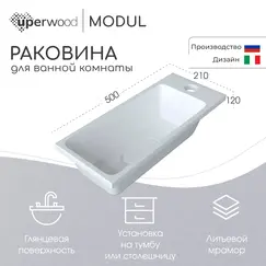 Раковина для ванной Uperwood Modul  белая глянцевая