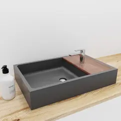 Раковина накладная бетонная Uperwood Piter 60х40х12 см,  графит