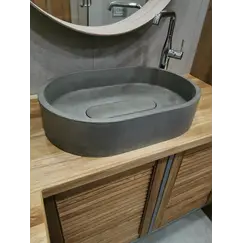 Раковина накладная бетонная Uperwood London 60х40х15 см, овальная, графит