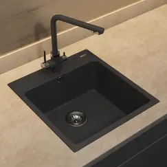 Кухонная мойка из искусственного камня Uperwood UPD-406, 42х48 прямоугольная, цвет уголь