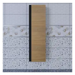 Шкаф-пенал для ванной Uperwood Barsa 35*28*120 см, подвесной, черный/дуб сонома