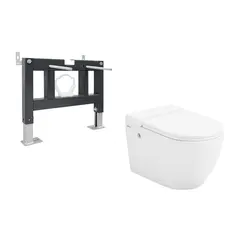 Комплект ABBER подвесной унитаз Bequem AC1108P белый с импульсным смывом с инсталляцией AC0101P