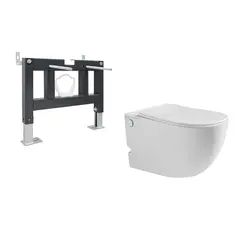 Комплект ABBER подвесной унитаз Bequem AC1105P белый с импульсным смывом с инсталляцией AC0101P