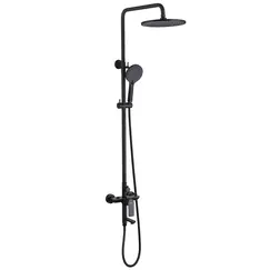 Душевая стойка ABBER Weiss Insel AF8016BL с изливом, черный матовый