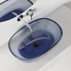 Раковина накладная прозрачная ABBER Kristall AT2805Saphir синяя