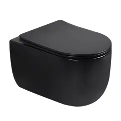 Унитаз ABBER Bequem AC1104TMB подвесной черный матовый, безободковый, смыв торнадо