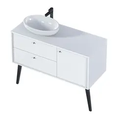 Тумба со столешницей 1 Marka Goat 120х50 (2ящ-1дверца) эмаль белая/бук черный