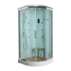 Душевая кабина с паром и гидромассажем четверть круга Bandhours VICTORIA 100х100 см
