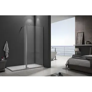 Душевая перегородка с доп панелью на лифтинговой петле Good Door WALK IN SP2  хром