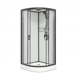 Душевая кабина Frank F408 Black   низкий поддон, Цвет стекла: прозрачное, Цвет профиля: Черный, Тип поддона: Низкий, Выбрать размер: 80х80, Внешний вид: с крышей