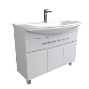 Тумба 1Marka  напольная под раковину  Lina New 105Н 1в.я 3д Белый глянец