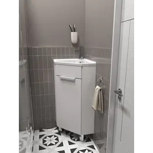 Тумба угловая 1Marka  напольная 37*37  с раковиной Penta