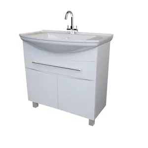 Тумба 1Marka  напольная под раковину  Lina New 105Н 1в.я 3д Белый глянец