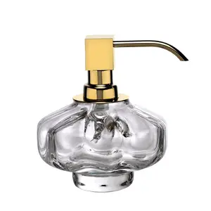 Surya Crystal  дозатор низкий с помпой V6   светлая бронза - эффект битого стекла