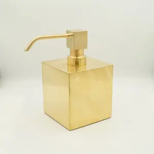 Surya Metall  квадратный металлический дозатор с помпой V3   золото сатин