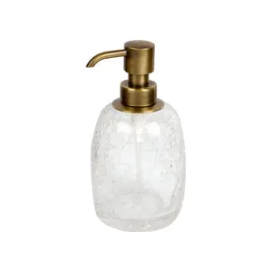 Surya Crystal  дозатор овальный с помпой V5   светлая бронза - эффект битого стекла