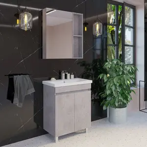 COMFORTY. Тумба-умывальник "Осло-70НД" бетон светлый с раковиной COMO 70