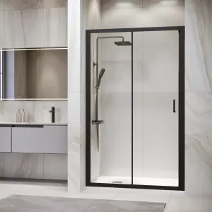 Душевая дверь RGW PA-14B, Цвет стекла: прозрачное, Цвет профиля: Черный, Выбрать размер: 140