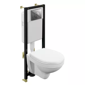 Комплект Cersanit DELFI TPL инсталляция BLACK кнопка  хром глянцевый