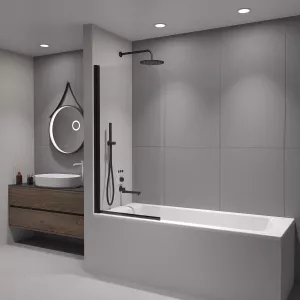 Шторка на ванну RGW SC-109B, Цвет стекла: прозрачное, Цвет профиля: Черный, Выбрать размер: 60