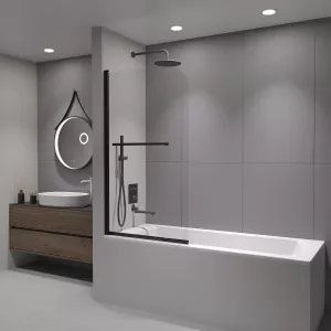 Шторка на ванну RGW SC-114B, Цвет стекла: прозрачное, Цвет профиля (вариация): Черный, Выбрать размер: 800