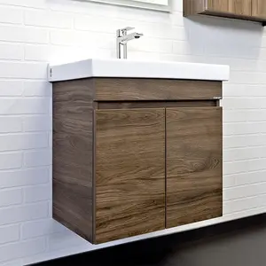 COMFORTY. Тумба-умывальник "Осло-60" дуб тёмно-коричневый с раковиной Fest 60