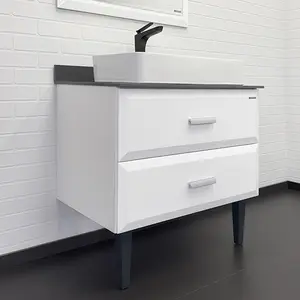 Тумба-умывальник Comforty Империя-80 белая с графитовой столешницей c раковиной Comforty 78189