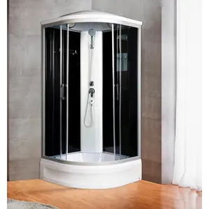 Душевая кабина  River DESNA ТН черная тонированные стекла  низкий поддон