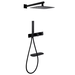 Душевая система ABBER Rund AF8750B скрытого монтажа с изливом, термостат, черная матовая, Выбрать цвет: Чёрный