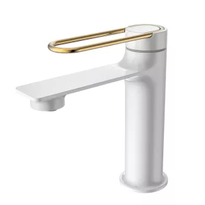 Смеситель для раковины ACWEN JL-11111MW белый/золото, Выбрать цвет: Белый