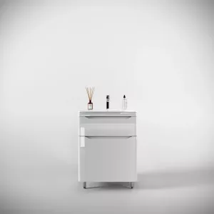 Тумба напольная с раковиной "Марелла " (2 ящ.) Люкс антискрейтч белый глянец, PLUS, Выбрать цвет: Белый глянец, Выбрать размер: 60