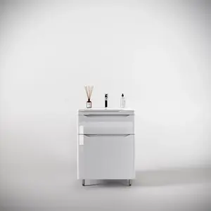 Тумба напольная с раковиной "Марелла " (2 ящ.) Люкс антискрейтч белый глянец, PLUS