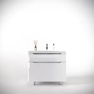 Тумба напольная с раковиной "Марелла " (2 ящ.) Люкс антискрейтч белый глянец, PLUS