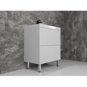 Тумба напольная "Стокгольм 80" с раковиной Classic , (2 ящ.) белый рифленый софт, PUSH