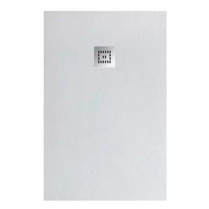 Душевой поддон из искусств. мрамора BelBagno UNO TRAY-MR-UNO-AH-35-W-CR в комплекте с сифоном, Высота поддона: 4, Выбрать цвет: Белый, Тип поддона: Низкий, Выбрать размер: 100х80