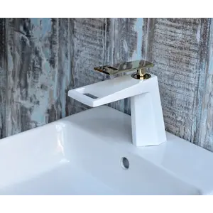 Смеситель на раковину (белый/золото) Bronze De Luxe A919W