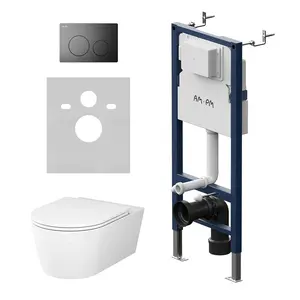 AM.PM  Инсталляция с клав PrimeFit L, мат.черный, с подвес унит Func 54 FlashClean с сид м/л