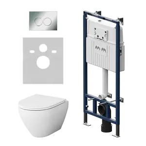 AM.PM Инсталляция MasterFit с клав L глянц хром с подвес унит Spirit V2.0 FlashClean с сид