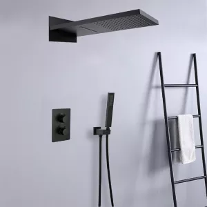 Душевая система ACWEN 80061B встраиваемая с термостатом , черный матовый