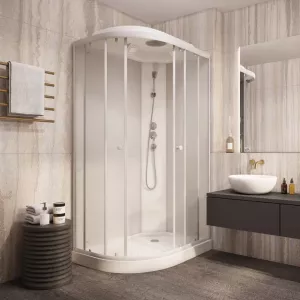 Кабина душевая  EF1231L/R PARLY, Цвет стекла: матовое, Высота поддона: Низкий, Цвет профиля: Белый, Выбрать размер: 120х80, Ориентация: правая