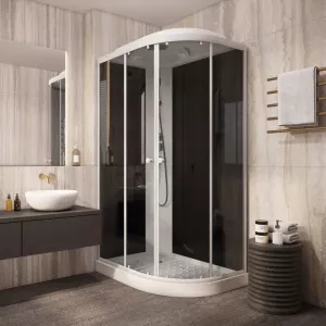 Кабина душевая  EC1231L/R  PARLY, Цвет стекла: тонированное, Высота поддона: Низкий, Цвет профиля: Белый, Выбрать размер: 120х80, Ориентация: левая