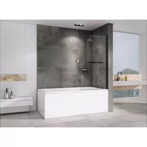 Шторка на ванну ABBER Ewiges Wasser с полотенцедержателем, Цвет профиля: Черный, Выбрать размер: 80х140