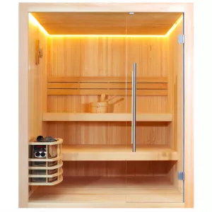 Финская сауна Frank 810 серия, 2 полки, кедр/липа, Выбрать размер: 140х140, Дерево : Липа