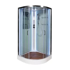 Душевая кабина AvaCan A01/A09 прозрачное/хром, низкий поддон, Цвет стекла: прозрачное, Цвет профиля: Хром, Тип поддона: Низкий, Выбрать размер: 100х100, Внешний вид: С LED освещением, Наличие крыши: есть