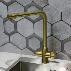 Смеситель д/кухни MELANA -610304PVD-G Stello,золото,нерж.сталь,с переключателем на фильтр,однорыч., Выбрать цвет: Золото