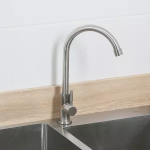 Кран для кухни водоразборный (МОНО) MELANA-F6113 нерж.сталь, однорычажный, сатин