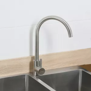 Смеситель д/кухни MELANA-610103 Tondo нерж.сталь, однорычажный, сатин, литой излив, Выбрать цвет: Хром